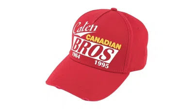 Pre-owned Dsquared2 Men's Dsqua2 Caten Canadian Bros Cap In Red