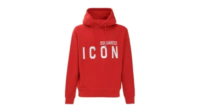 Pre-owned Dsquared2 Men's Dsqua2 Cool Fit Large Icon Logo Hoodie In Red