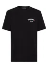 Dsquared2 Men Black Crew-neck T-shirt With Logo On The Front In Cotton Man