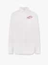 Dsquared2 White Shirt With Classic Collar And Embroidered Logo On The Front In Linen Man In Multicolor
