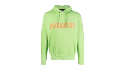 Pre-owned Dsquared2 Men's  Bold Logo Acid Hoodie In Green