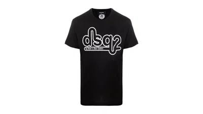 Pre-owned Dsquared2 Men's  Cigarette Fit Bubble Dsq2 Logo T-shirt In Black