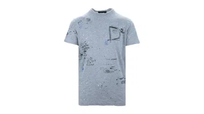 Pre-owned Dsquared2 Men's  Cigarette Fit Scribble Logo T-shirt In Grey In Gray