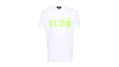 Pre-owned Dsquared2 Men's  Cool Fit Blur Icon Logo T-shirt In White