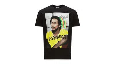 Pre-owned Dsquared2 Men's  Cool Fit Bob Marley Logo T-shirt In Black
