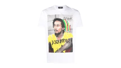 Pre-owned Dsquared2 Men's  Cool Fit Bob Marley Logo T-shirt In White