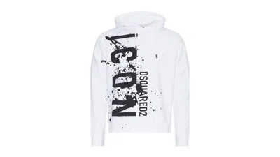 Pre-owned Dsquared2 Men's  Cool Fit Icon Splash Logo Hoodie In White