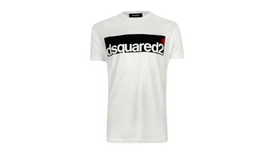 Pre-owned Dsquared2 Men's  Cool Fit Large Block Logo T-shirt In White