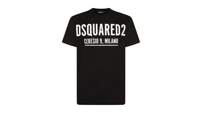 Pre-owned Dsquared2 Men's  Cool Fit Large Ceresio 9 Print Logo T-shirt In Black