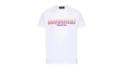 Pre-owned Dsquared2 Men's  Cool Fit Made With Love Logo T-shirt In White
