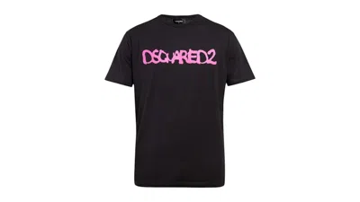 Pre-owned Dsquared2 Men's  Cool Fit Scribble Spray Logo T-shirt In Black