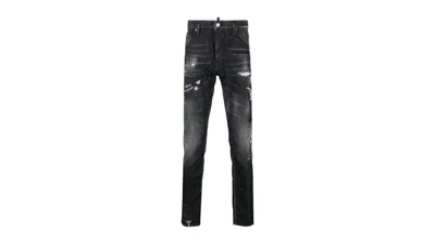 Pre-owned Dsquared2 Men's  Cool Guy Jean Paint Splattered Ripped Wash Jeans In Black