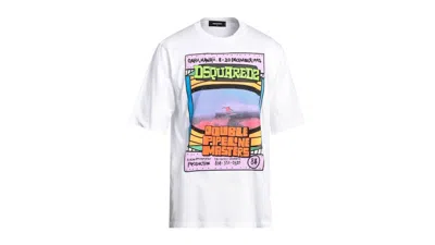 Pre-owned Dsquared2 Men's  Double Pipeline Masters Design Skater Fit T-shirt In White