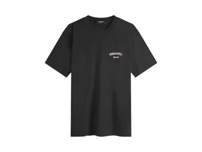 Pre-owned Dsquared2 Men's  Embroidered Small Logo T-shirt In Black