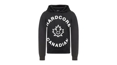 Pre-owned Dsquared2 Men's  Hardcore Canadian Maple Leaf Logo Hoodie In Black