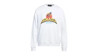 Pre-owned Dsquared2 Men's  Jamaica Design Sweatshirt In White