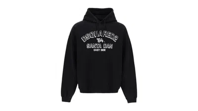 Pre-owned Dsquared2 Men's  Loose Fit Santa Dan Logo Hoodie In Black