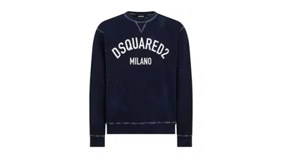 Pre-owned Dsquared2 Men's  Milano Logo Cool Fit Navy Sweatshirt In Blue