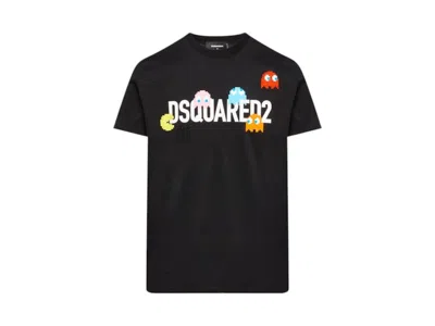 Pre-owned Dsquared2 Men's  Pacman Logo T-shirt In Black