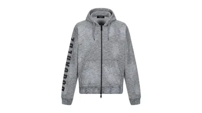 Pre-owned Dsquared2 Men's  Paint Spray Arm Logo Hoodie In Grey In Gray