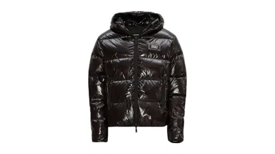 Pre-owned Dsquared2 Men's  Patch Logo Shiny Down Jacket In Black