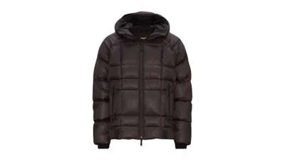 Pre-owned Dsquared2 Men's  Printed Logo Hooded Down Jacket In Black