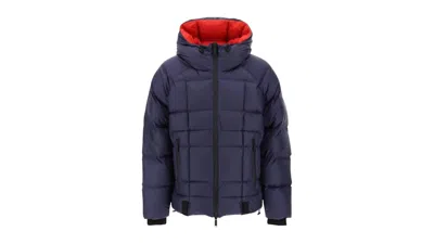 Pre-owned Dsquared2 Men's  Printed Logo Navy Hooded Down Jacket In Blue