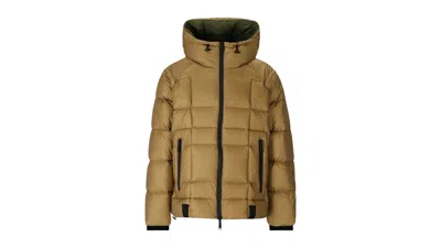 Pre-owned Dsquared2 Men's  Printed Logo Walnut Hooded Down Jacket In Brown