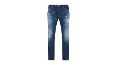Pre-owned Dsquared2 Men's  Skater Jean Paint Splatter Jeans In Blue
