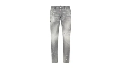 Pre-owned Dsquared2 Men's  Skater Jean Paint Splatter Light Wash Jeans In Grey