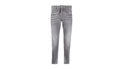 Pre-owned Dsquared2 Men's  Skinny Dan Faded Paint Splatter Effect Jeans In Grey In Gray