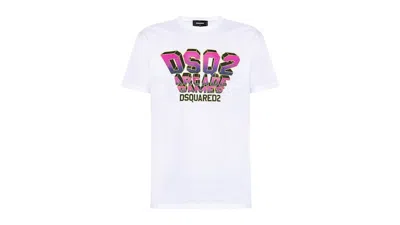 Pre-owned Dsquared2 Men's  Space Invaders Logo Cool Fit T-shirt In White