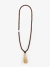 Dsquared2 Summer Lovers Necklace With Wood Beads And Rafia Tassel In Black