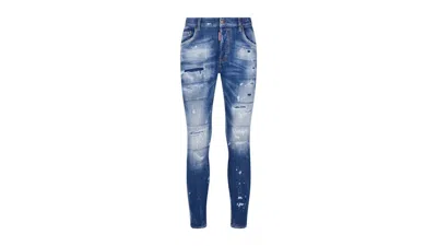 Pre-owned Dsquared2 Men's  Super Twinky Jean Faded Reinforced Ripped Jeans In Blue