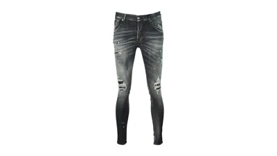 Pre-owned Dsquared2 Men's  Super Twinky Jean Paint Splash Destroyed Jeans In Black