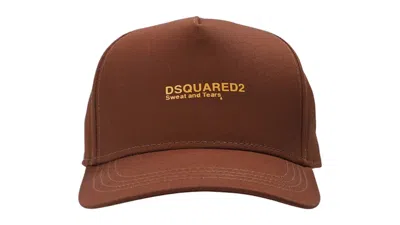Pre-owned Dsquared2 Men's  Sweat And Tears Logo Cap In Brown