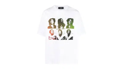Pre-owned Dsquared2 Men's  X Bob Marley Skater Fit T-shirt In White