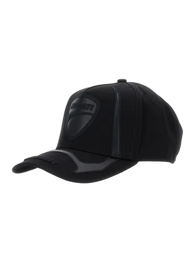 DSQUARED2 DSQUARED2 MEN 'DUCATI X D2' BLACK BASEBALL HAT WITH LOGO EMBROIDERY ON THE FRONT AND MAXI LOGO LETTE