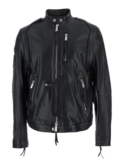 Dsquared2 X Ducati Capsule Leather Jacket In Black