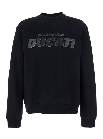 DSQUARED2 DSQUARED2 MEN 'DUCATI X D2' BLACK SWEATSHIRT WITH LOGO PRINT ON THE FRONT IN COTTON MAN