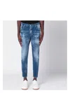 Dsquared2 Faded Blue Jeans With Rips And Splashes Men In Blue