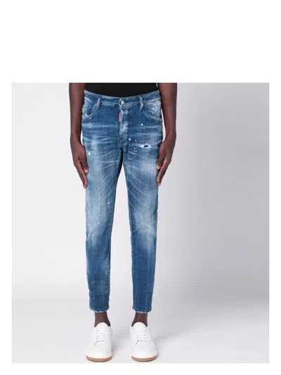 DSQUARED2 MEN'S FADED JEANS WITH RIPS AND SPLASHES