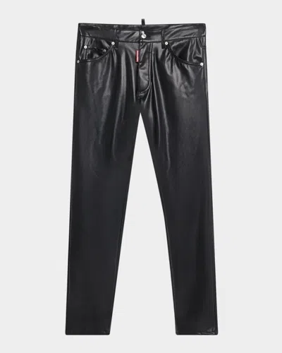 Dsquared2 Men's Faux-leather Cool Guy Pants In Black