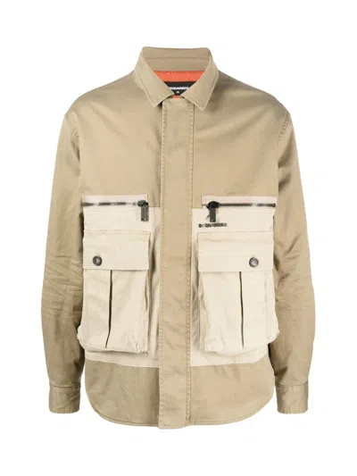 Dsquared2 Men's Flap Pocket Padded Coach Jacket In Beige