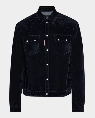 DSQUARED2 MEN'S FLOCKED CORDUROY JEAN JACKET