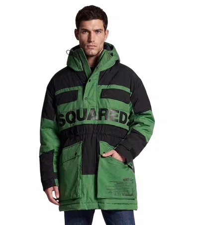 Dsquared2 Logo-print Detail Coat In Amazon Green