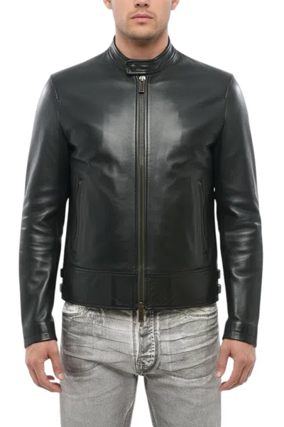 Dsquared2 Men Green Mandarin Collar Jacket In Black