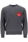 DSQUARED2 MEN'S GREY D2 LEAF WOOL SWEATER FOR FW23