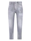 Dsquared2 Grey Cotton Contrast Stitching Jeans In Gray