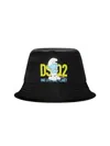 Dsquared2 Olop Printed Puffi Bucket Hat In Black